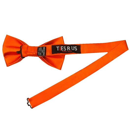 Plain Orange Satin Silk Mens Bow Tie 2