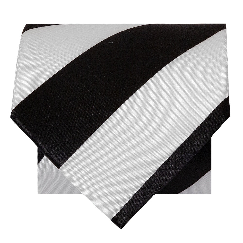 Black And White Striped Hand Made Classic Mens Football Tie 2