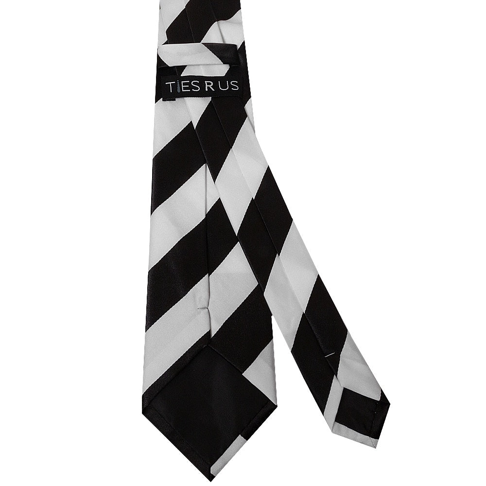 Black And White Striped Hand Made Classic Mens Football Tie 3