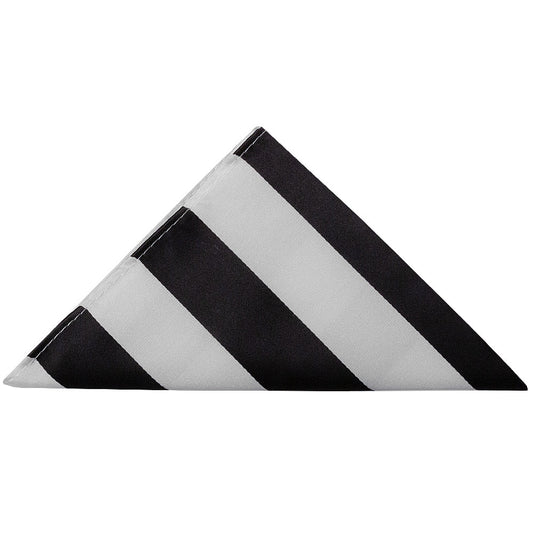 Black And White Stripe Satin Pocket Square 1