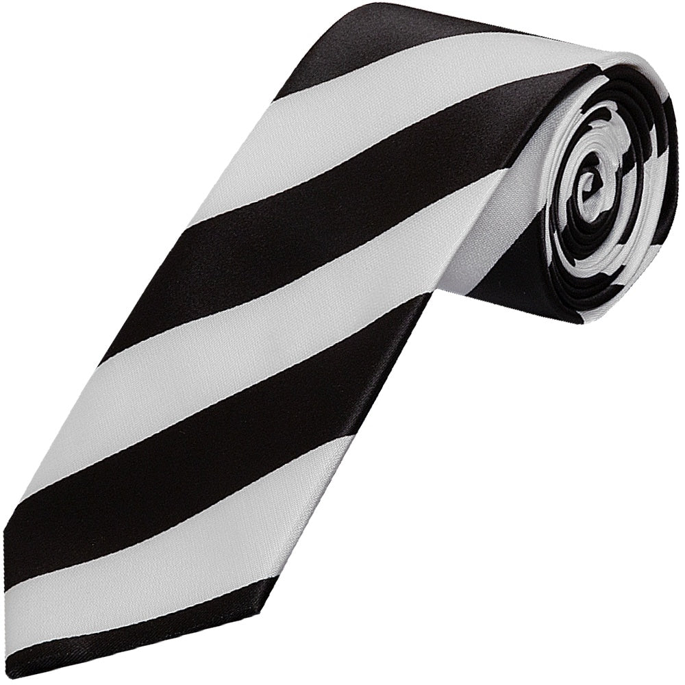 Black And White Striped Handmade Classic Mens Football Tie And Pocket Square Set 2