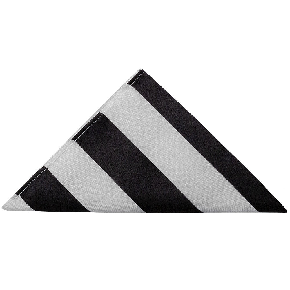 Black And White Striped Skinny Mens Football Tie And Pocket Square Set 3