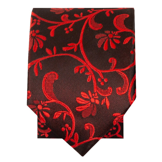 Black With Red Floral Skinny Boys Tie 2