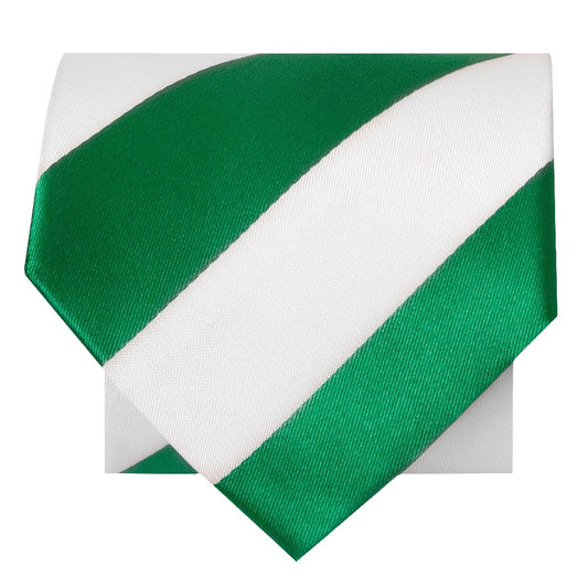 Green And White Striped Hand Made Classic Mens Football Tie 2