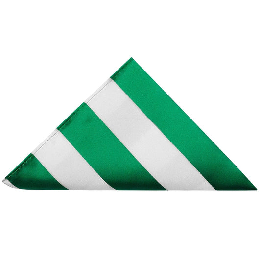 Green And White Stripe Satin Pocket Square 1