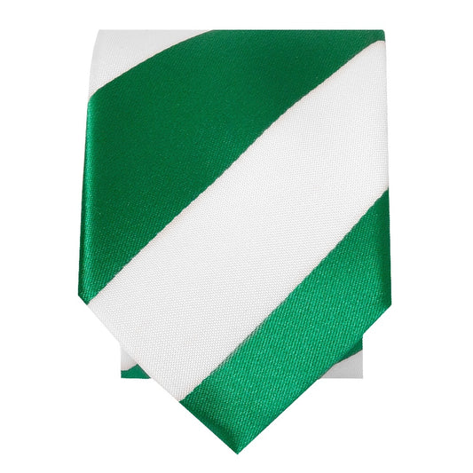 Green And White Striped Skinny Boys Tie 2