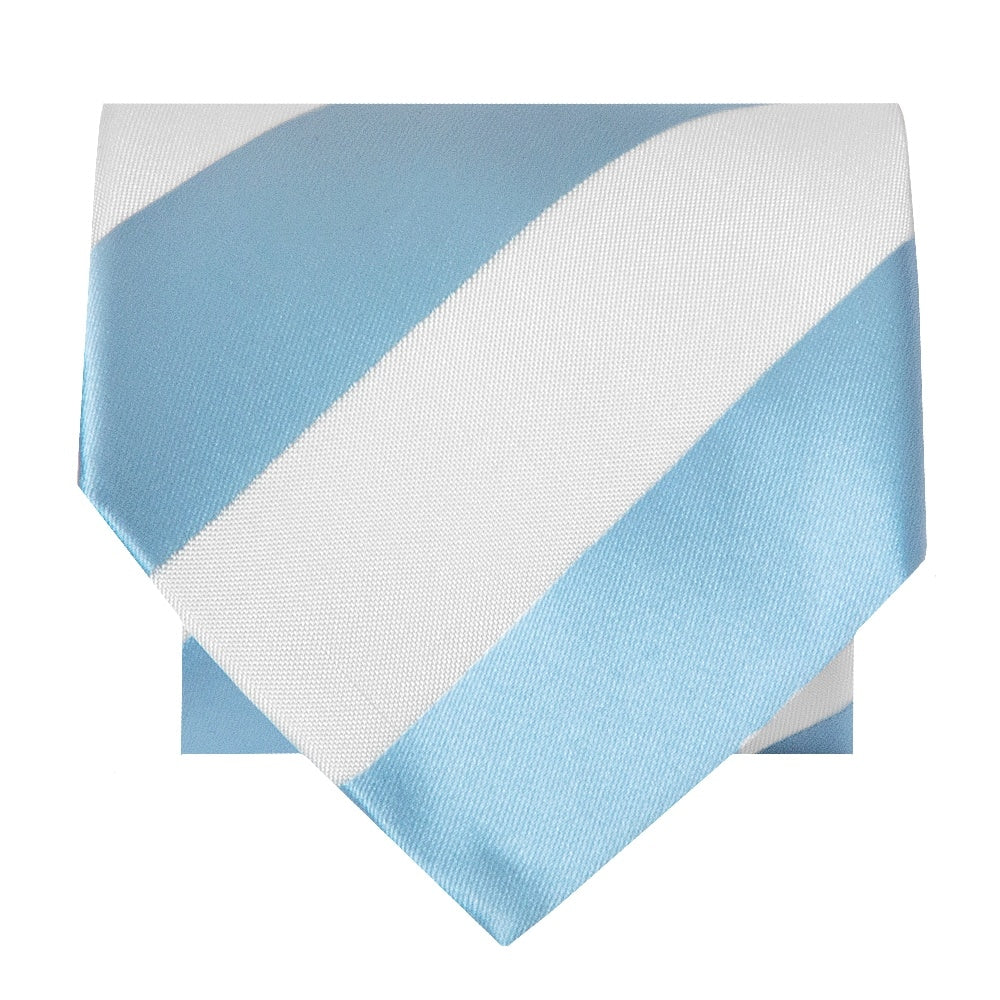 Sky Blue and White Striped Hand Made Classic Mens Football Tie
