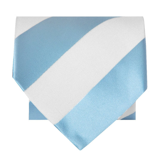 Sky Blue And White Striped Hand Made Classic Mens Football Tie 2