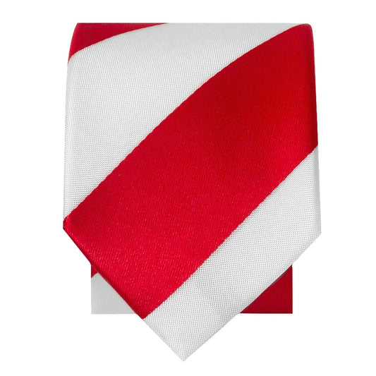 Red And White Striped Hand Made Skinny Mens Football Tie 2