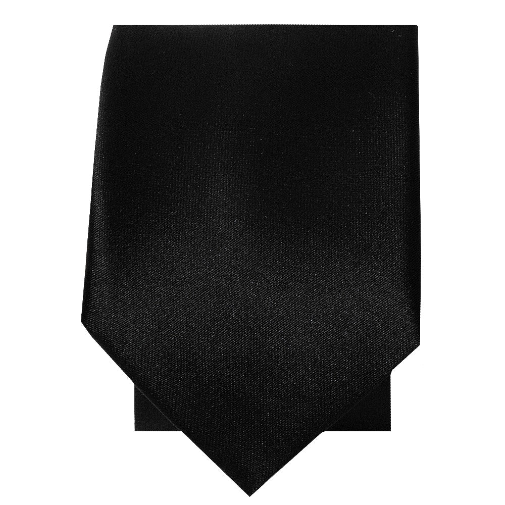 Plain Black Satin Skinny Mens Tie 2