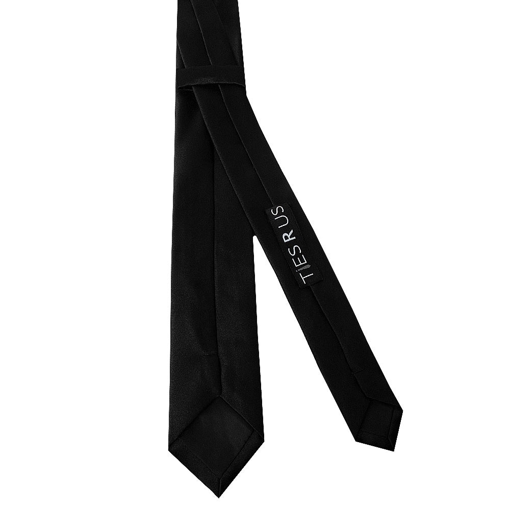 Plain Black Satin Skinny Mens Tie 3