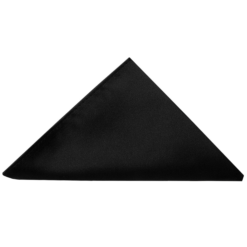 Plain Black Satin Skinny Boys Tie And Pocket Square Set 4