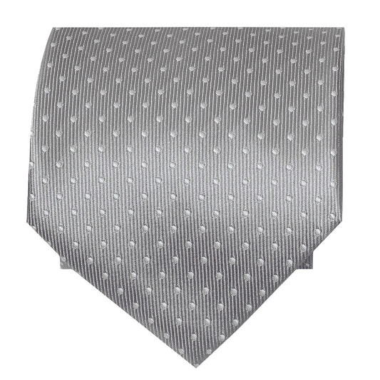 Silver And White Polka Dot Classic Mens Tie 2