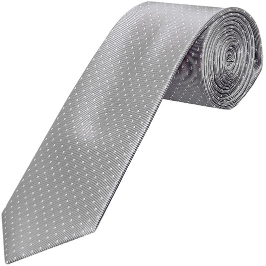 Silver And White Polka Dot Classic Mens Tie Pocket Square Set 2