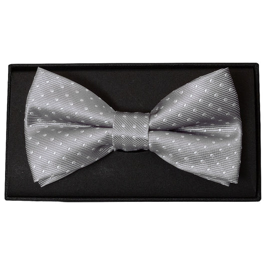 Handmade Silver And White Polka Dot Mens Bow Tie 1