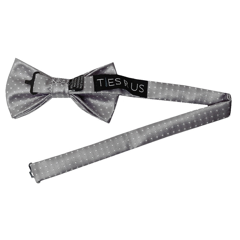 Handmade Silver And White Polka Dot Mens Bow Tie 2