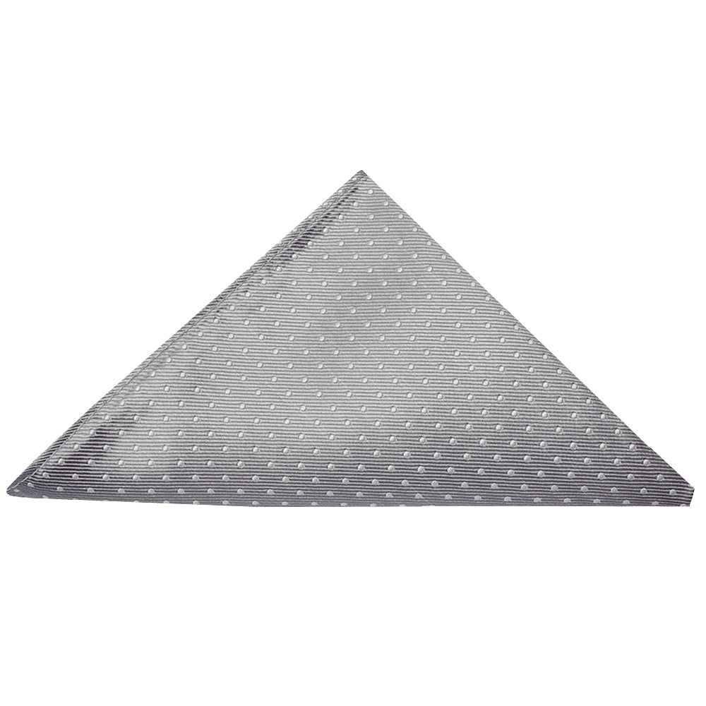 Silver And White Polka Dot Skinny Mens Tie Pocket Square Set 3