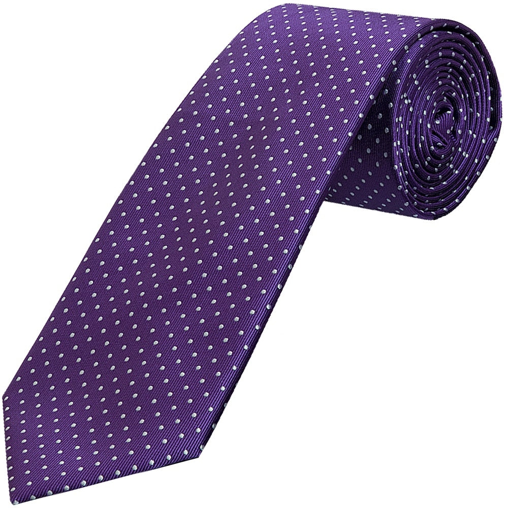 Purple And White Polka Dot Classic Mens Tie 1