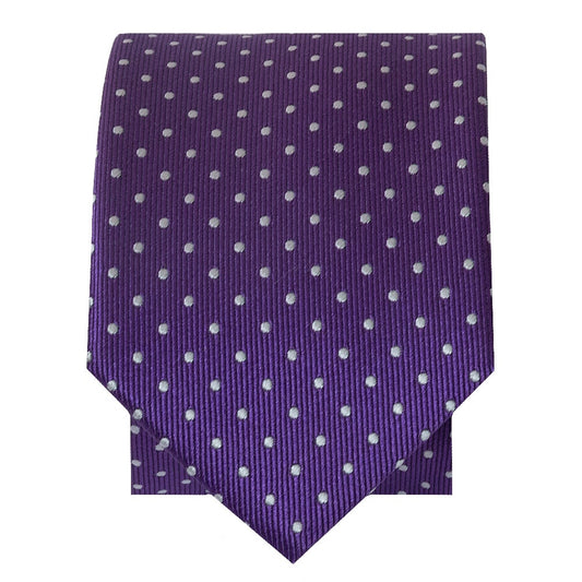 Purple And White Polka Dot Skinny Mens Tie 2