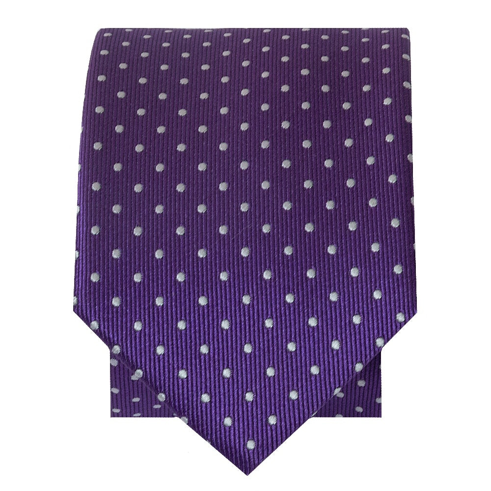 Purple And White Polka Dot Skinny Boys Tie 2