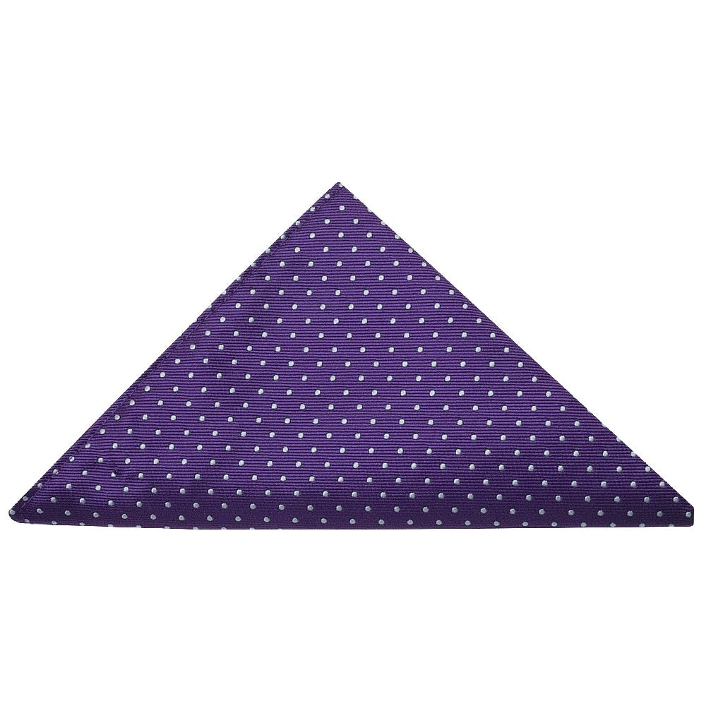 Purple And White Polka Dot Skinny Mens Tie Pocket Square Set 3