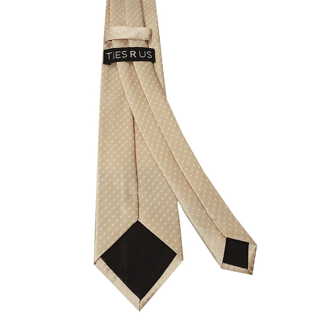 Champagne And White Polka Dot Classic Mens Tie 3