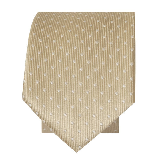 Champagne And White Polka Dot Skinny Mens Tie 2
