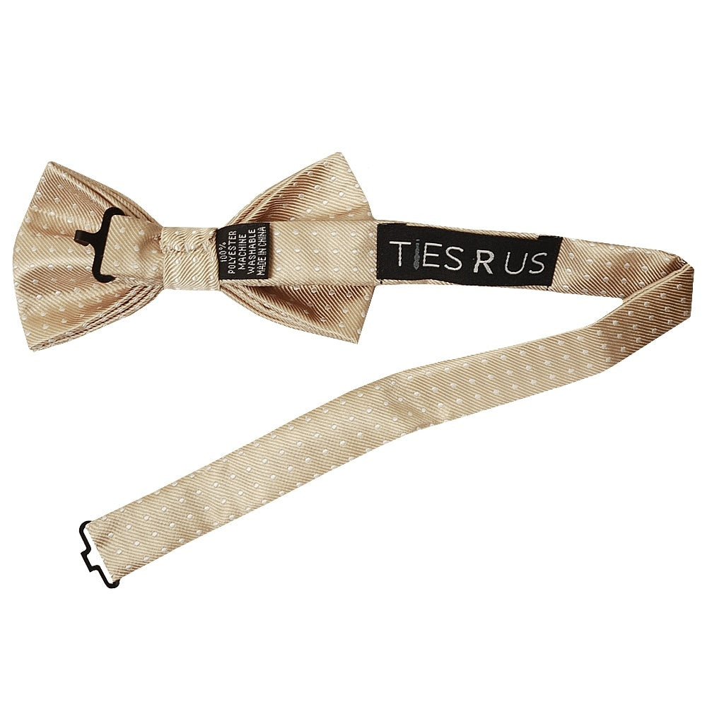 Handmade Champagne And White Polka Dot Mens Bow Tie 2