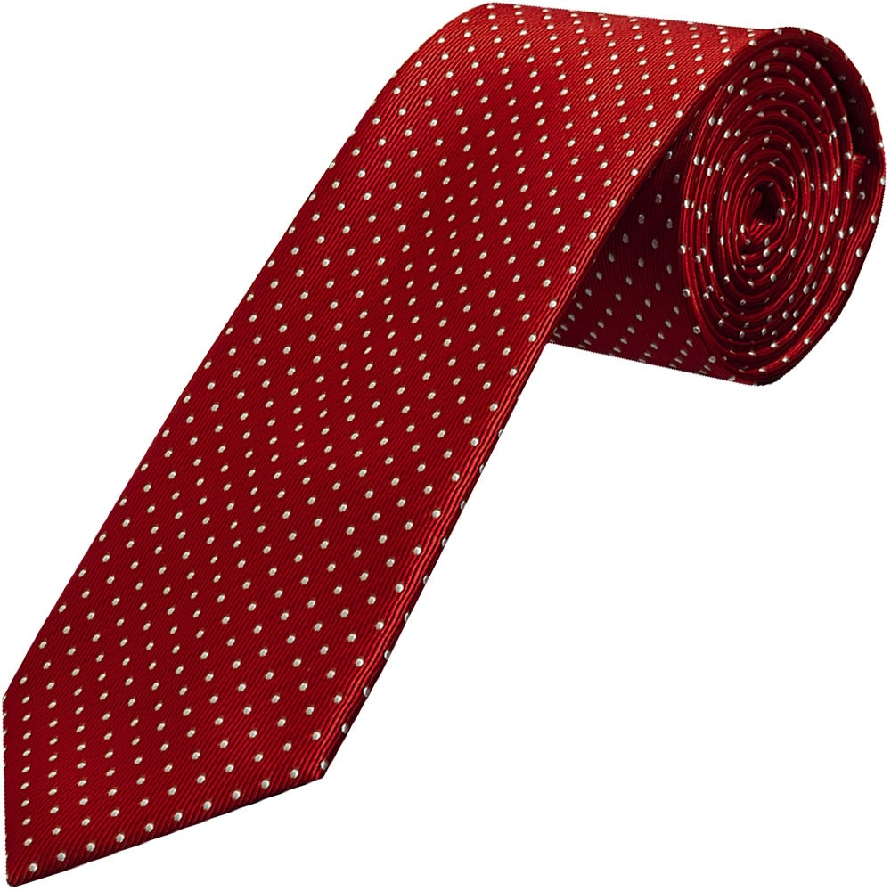 Red And White Polka Dot Classic Mens Tie Pocket Square Set 2