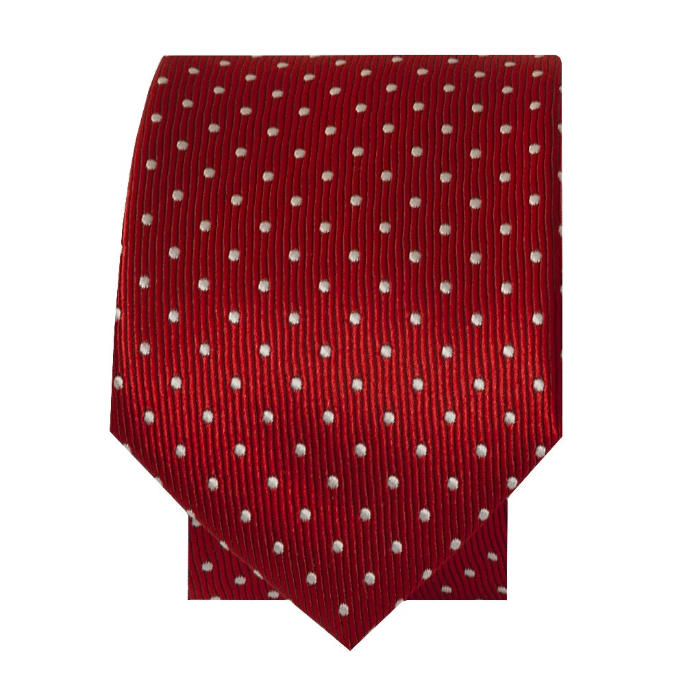 Red And White Polka Dot Skinny Mens Tie 2