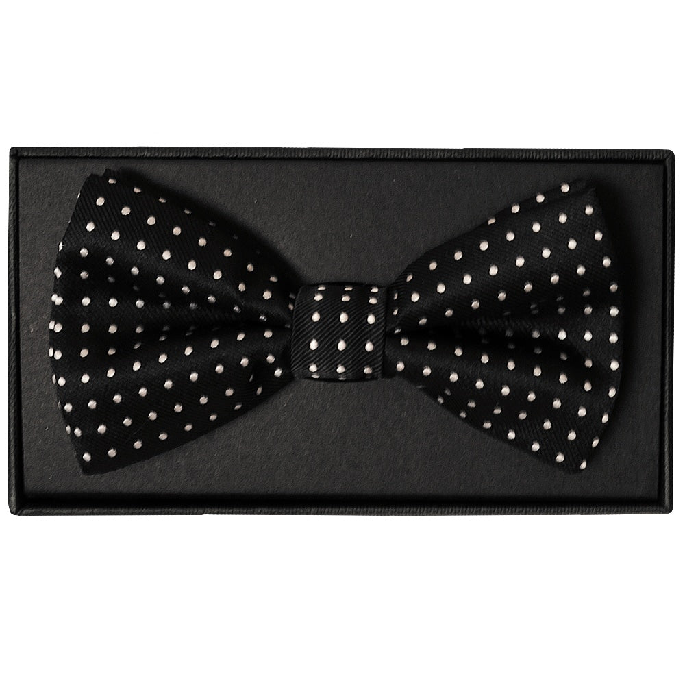 Hand Made Black And White Polka Dot Mens Bow Tie 1