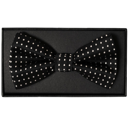 Hand Made Black And White Polka Dot Mens Bow Tie 1