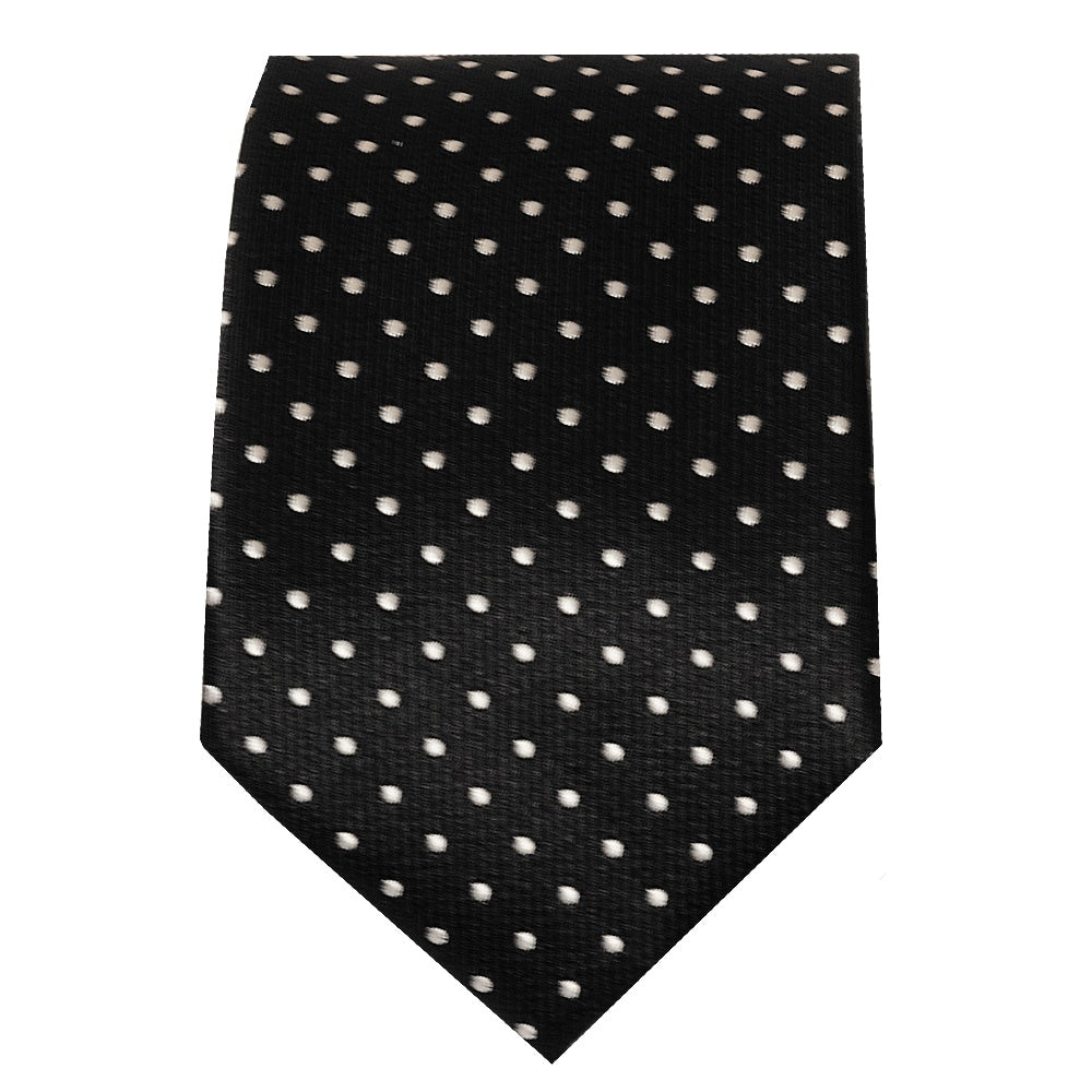 Black And White Polka Dot Skinny Mens Tie 2