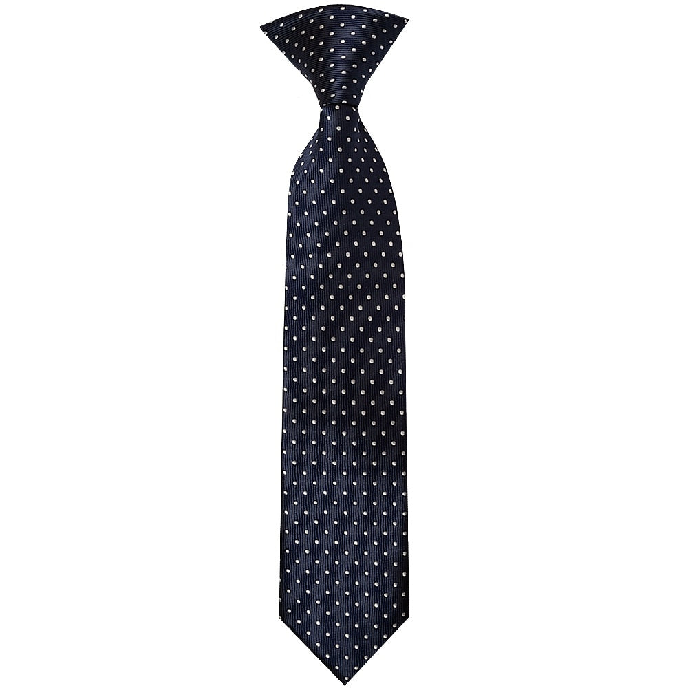 Pre Tied Navy Polka Dot Boys Tie Age 4 7 1