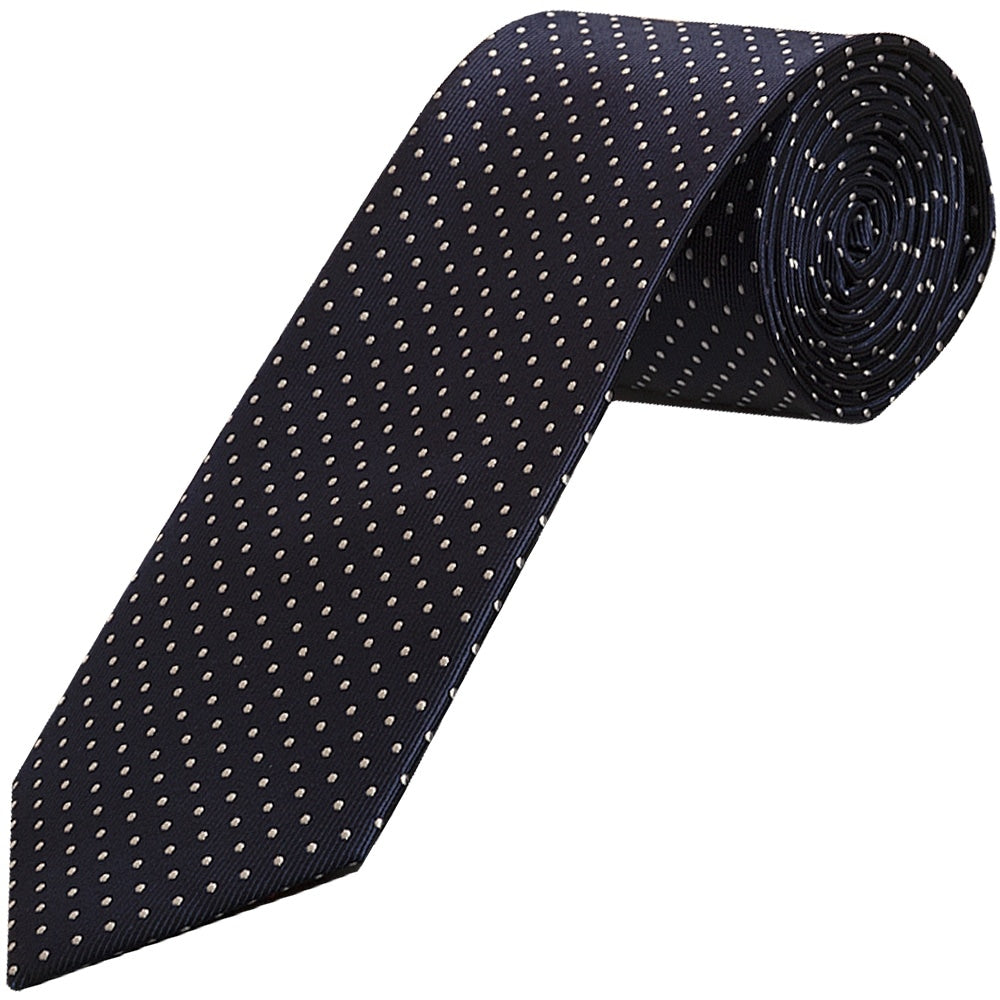 Navy Blue And White Polka Dot Classic Mens Tie 1