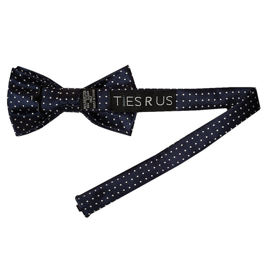 Navy Blue And White Polka Dot Mens Bow Tie 2
