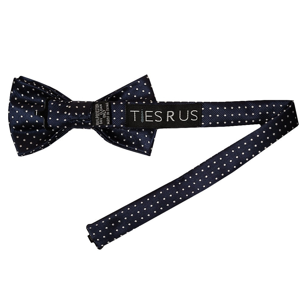 Navy Blue And White Polka Dot Mens Bow Tie And Pocket Square Set 3