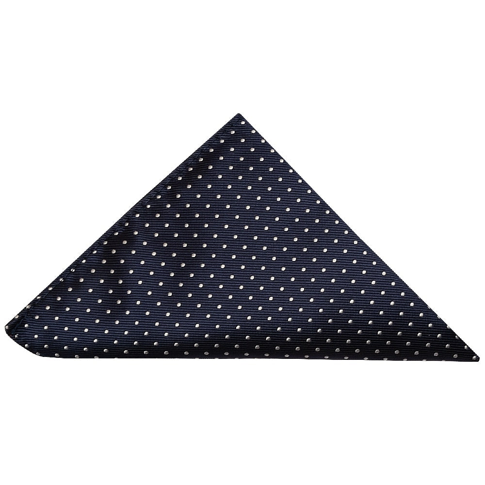 Navy Blue And White Polka Dot Classic Mens Tie Pocket Square Set 3