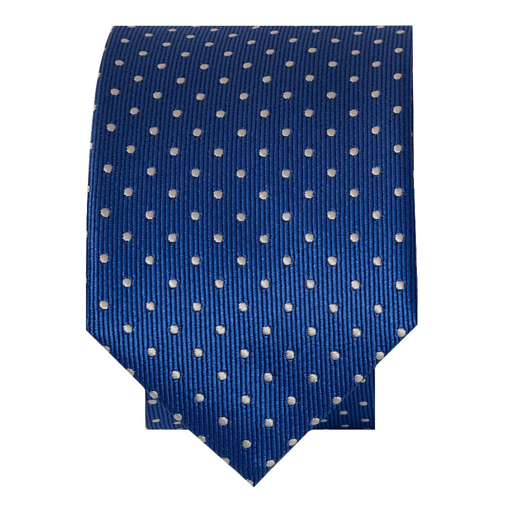 Blue And White Polka Dot Skinny Mens Tie 2