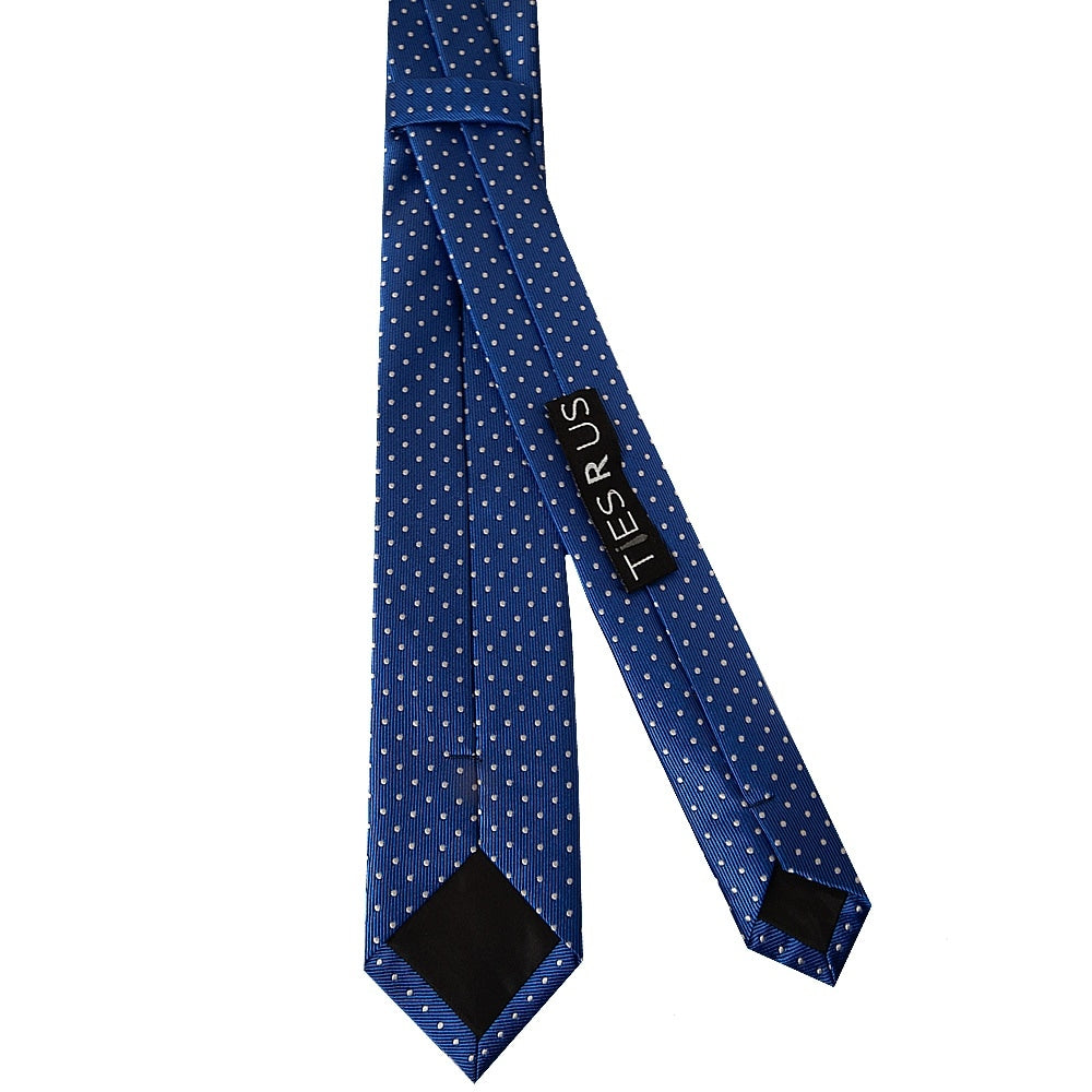 Blue And White Polka Dot Skinny Boys Tie 3