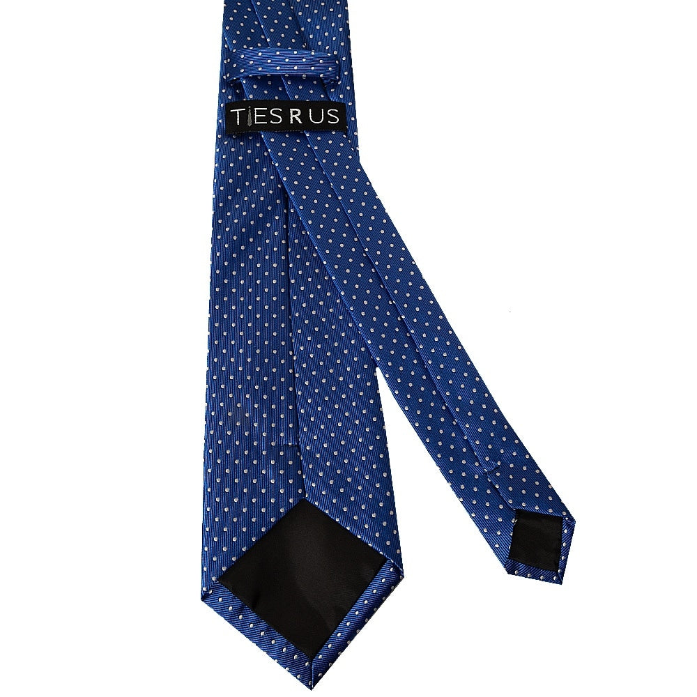 Blue And White Polka Dot Classic Mens Tie Pocket Square Set 4