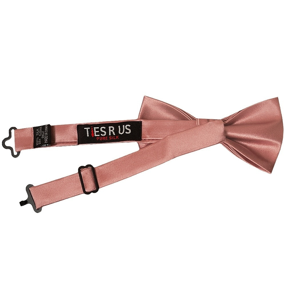 Pre Tied Dusty Rose Satin Silk Boys Bow Tie And Pocket Square Set 3