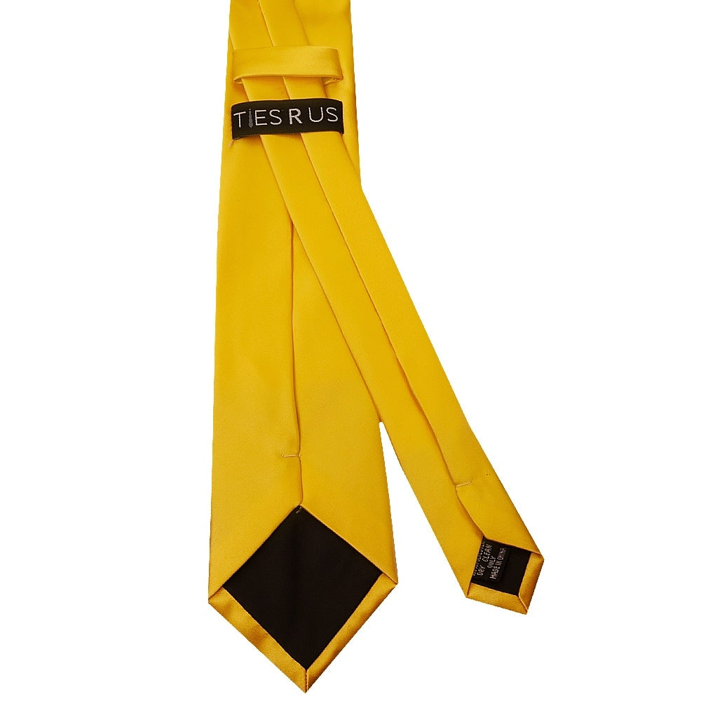 Plain Yellow Satin Classic Mens Tie 4
