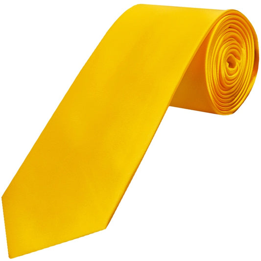 Plain Bright Yellow Satin Classic Mens Tie