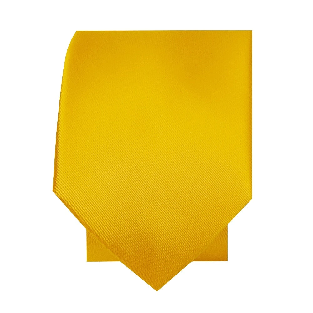 Plain Bright Yellow Satin Skinny Mens Tie 2