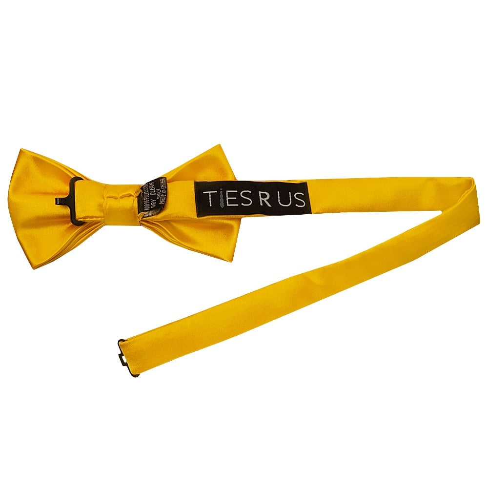 Plain Bright Yellow Hand Made Mens Bow Tie And Pocket Square Set 3