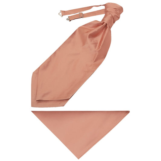 Plain Rose Quartz Satin Mens Cravat Tie And Pocket Square Set 1