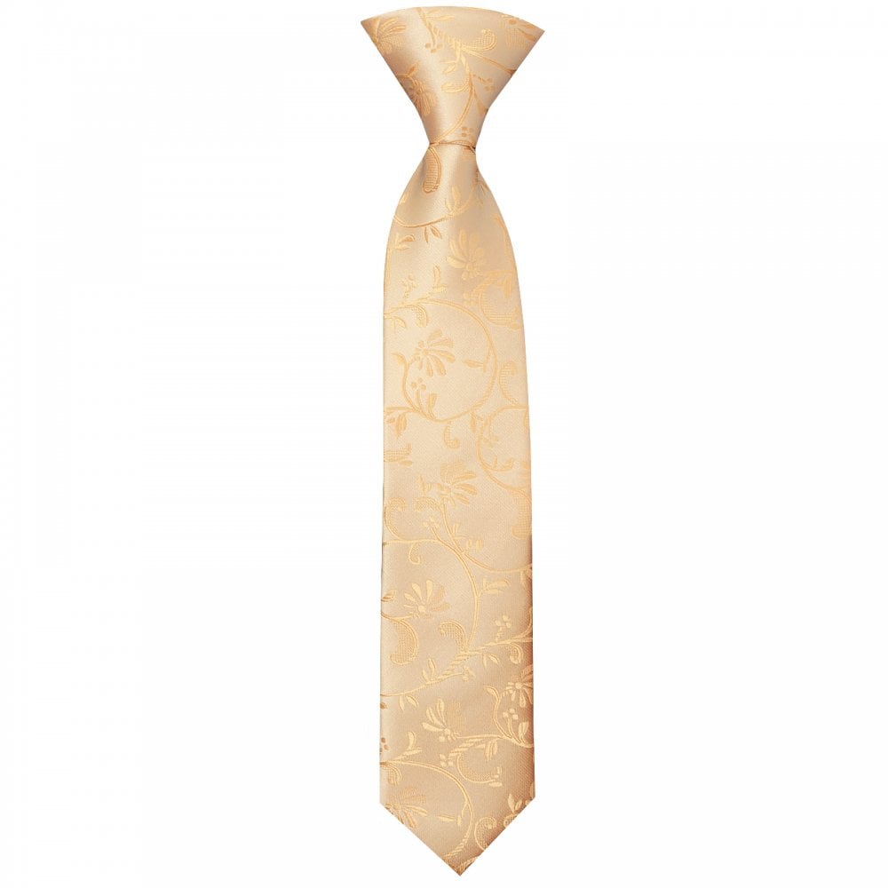 Pre Tied Peach Floral Boys Tie Age 4-7