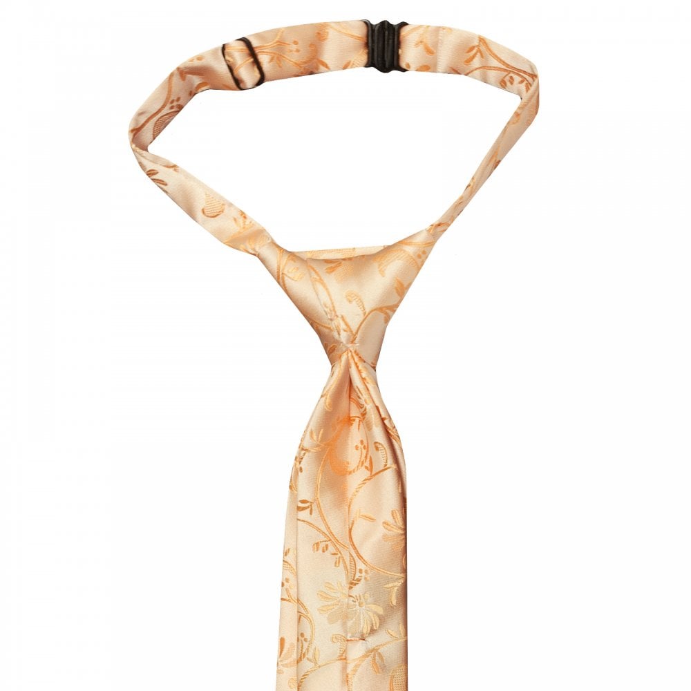 Pre Tied Peach Floral Boys Tie Age 4-7