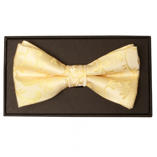 End Of Season Stock Light Gold Floral Hand Made Mens Bow Tie 1